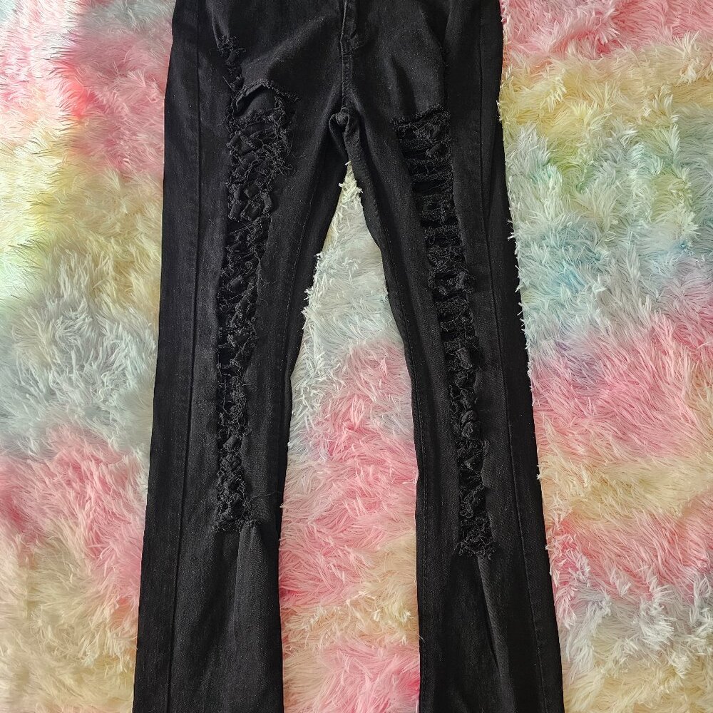 Black ripped skinny jeans size L